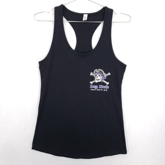 Island Sports Grill Tank Top Womens Medium Black Carolina Beach NC Skull Print - Picture 3 of 5